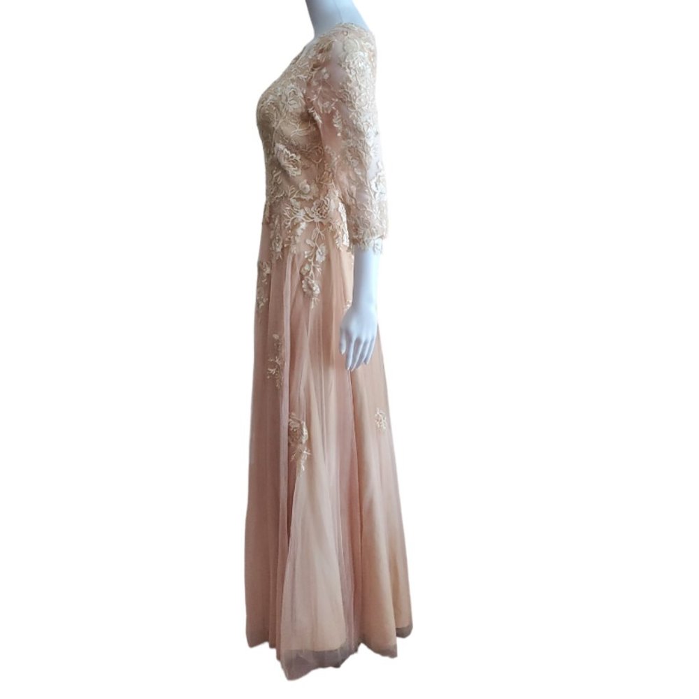 NWT JJs HOUSE A-line V-Neck Floor-Length Lace Tulle Dress With Sequins Size 4 - Picture 3 of 6